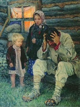 ニコライ・ペトロヴィッチ・ボグダノフ・ベルスキー Painting - 悲惨なニコライ・ボグダノフ・ベルスキー